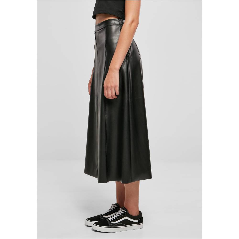 Urban Classics - Synthetic Leather Midi Lange rok - Zwart